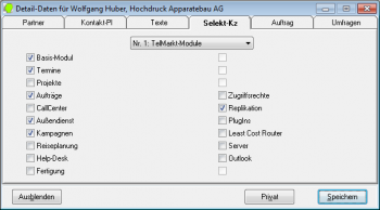 CRM TelMarkt Selektierungs-Kennzeichen Kontakt