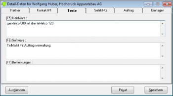 CRM TelMarkt Freie Textfelder