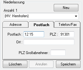 CRM TelMarkt Postfach-Adresse Niederlassung