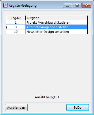CRM TelMarkt Register mit Dokumenten für Aufgaben