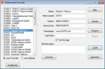 Telefon-Provider verwalten