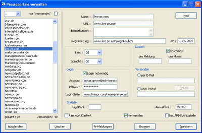 CRM TelMarkt Presseportale verwalten